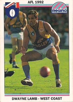 1992 AFL Regina #4 Dwayne Lamb Front